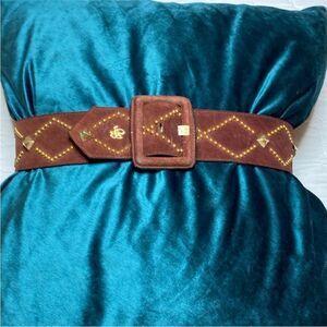 Roberto Cavalli Brown Belt with Gold Accents, L 36 inch